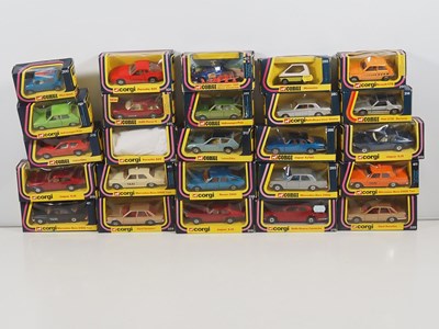 Lot 557 - A large group of boxed CORGI cars all in...