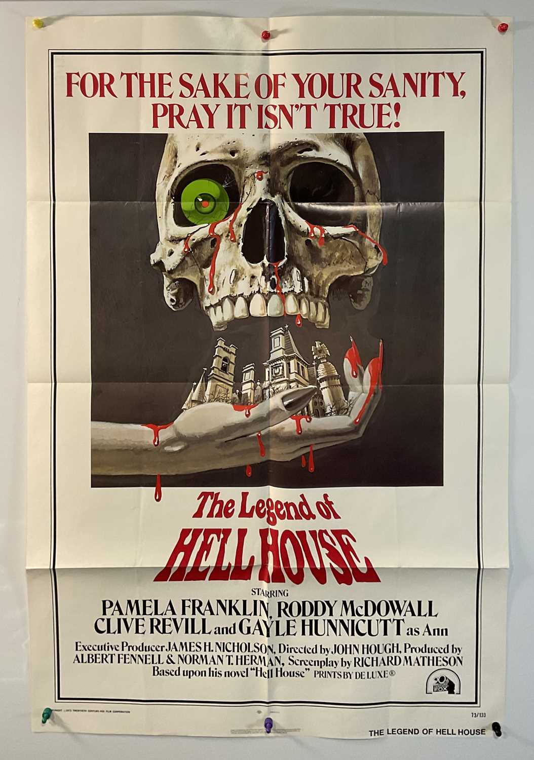 Lot 371 - THE LEGEND OF HELL HOUSE (1973) US one sheet...