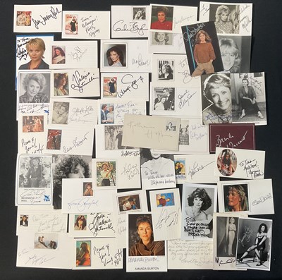 Lot 554 - A collection of 45 actress autographs on small...