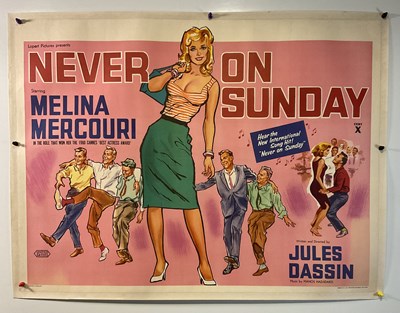 Lot 82 - NEVER ON SUNDAY (1960) UK Quad film poster,...