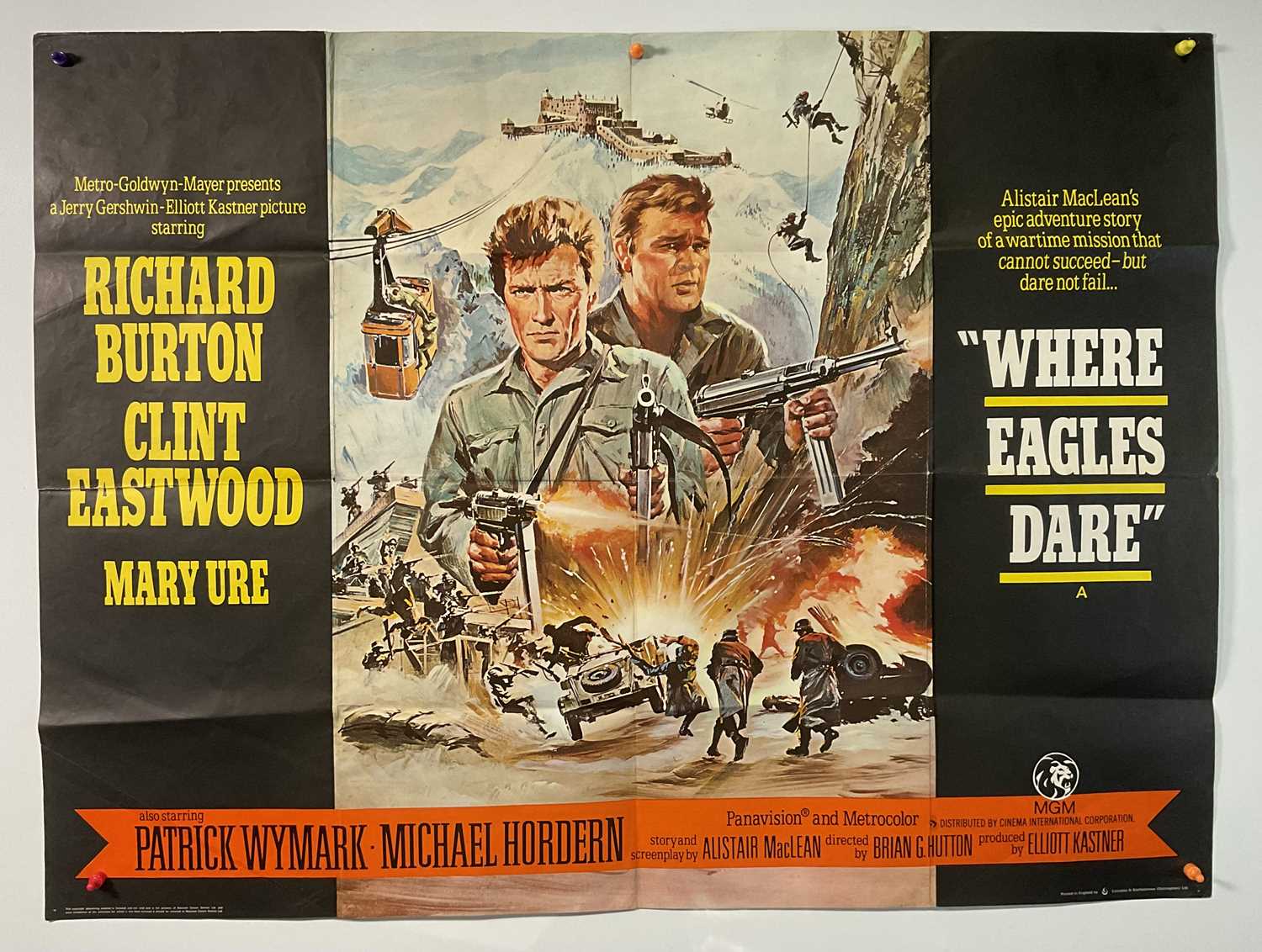 Lot 281 - WHERE EAGLES DARE (1968) UK Quad film poster,...
