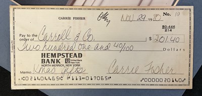 Lot 760 - STAR WARS: A CARRIE FISHER autographed cheque...