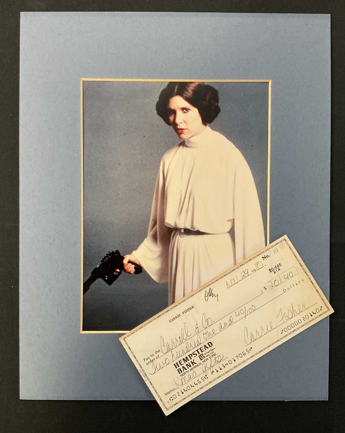 Lot 760 - STAR WARS: A CARRIE FISHER autographed cheque...