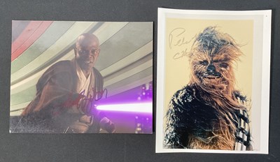 Lot 756 - STAR WARS: A pair of autographed 8" x 10"...