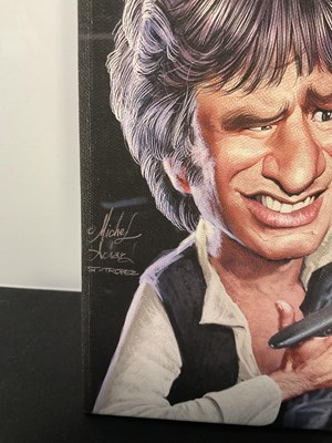 Lot 764 - A STAR WARS caricature canvas painting signed...