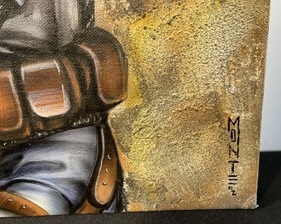 Lot 806 - A texturised STAR WARS painting of JANGO FETT...