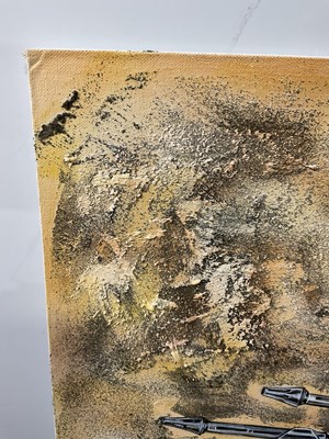 Lot 806 - A texturised STAR WARS painting of JANGO FETT...