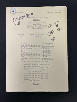 Lot 430 - Three original camera scripts for MONTY PYTHON'...