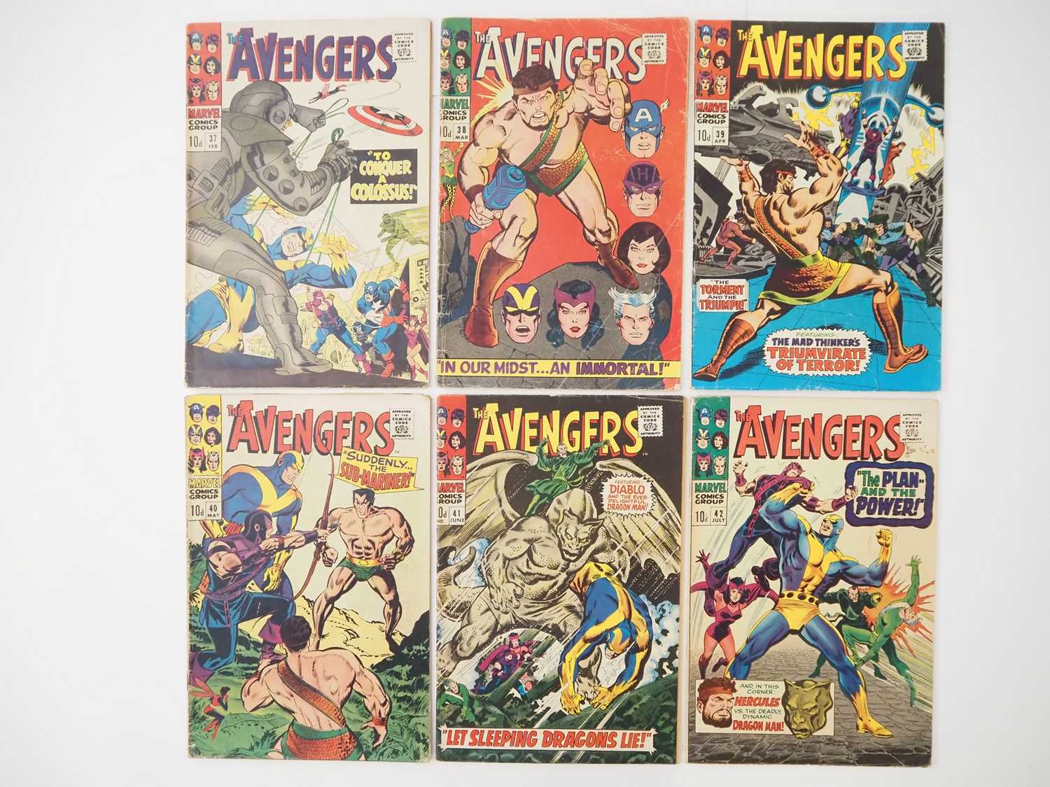 Lot 44 - AVENGERS #37, 38, 39, 40, 41, 42 (6 in Lot) -...