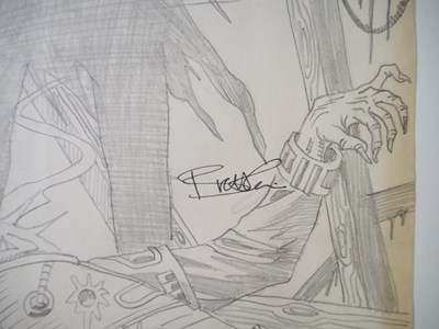 Lot 200 - BRETT EWINS SIGNED PENCIL SKETCH / 2000AD PROG...