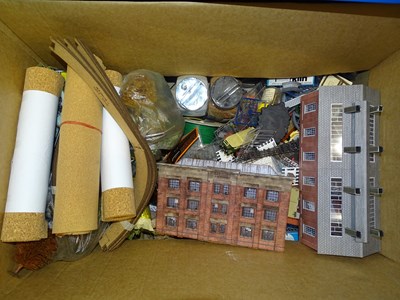 Lot 261 - A large box of scenery items and accessories...