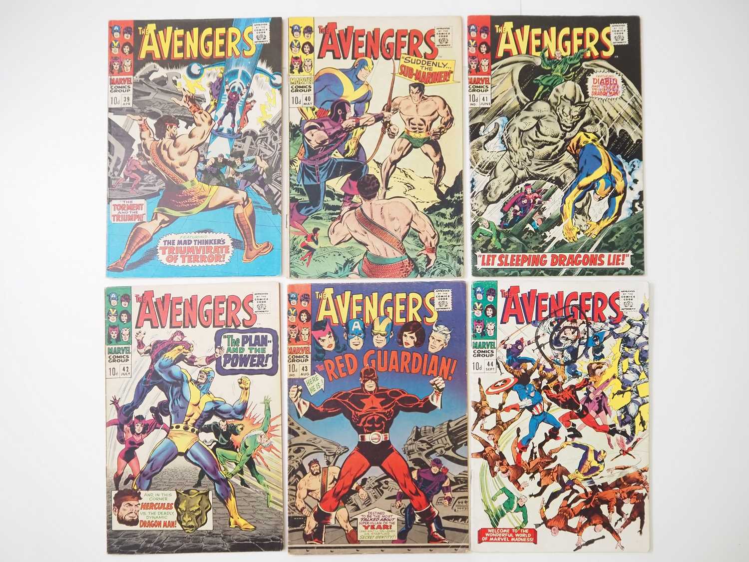 Lot 501 - AVENGERS #39, 40, 41, 42, 43, 44 (6 in Lot) -...