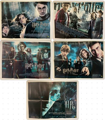 Lot 218 - A group of 5 Harry Potter UK Quad film posters...