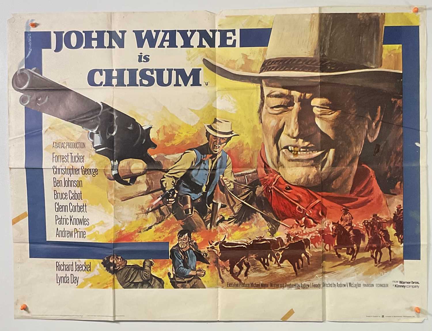 Lot 269 - CHISUM (1970) UK Quad film poster featuring...