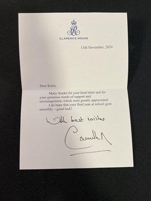 Lot 567 - QUEEN CAMILLA - one page, type written letter -...