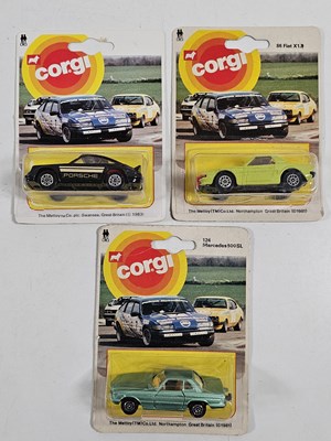 Lot 232 - CORGI Juniors on racing car picture backs (3) -...