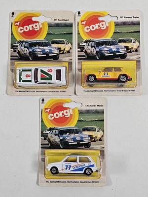 Lot 233 - CORGI Juniors on racing car picture backs (3) -...