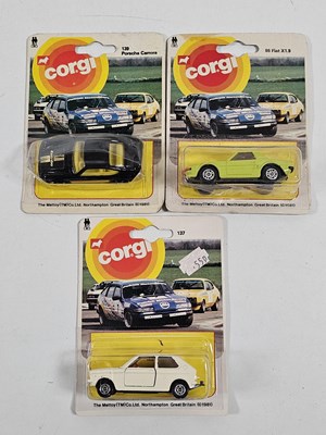 Lot 237 - CORGI Juniors on racing car picture backs (3) -...