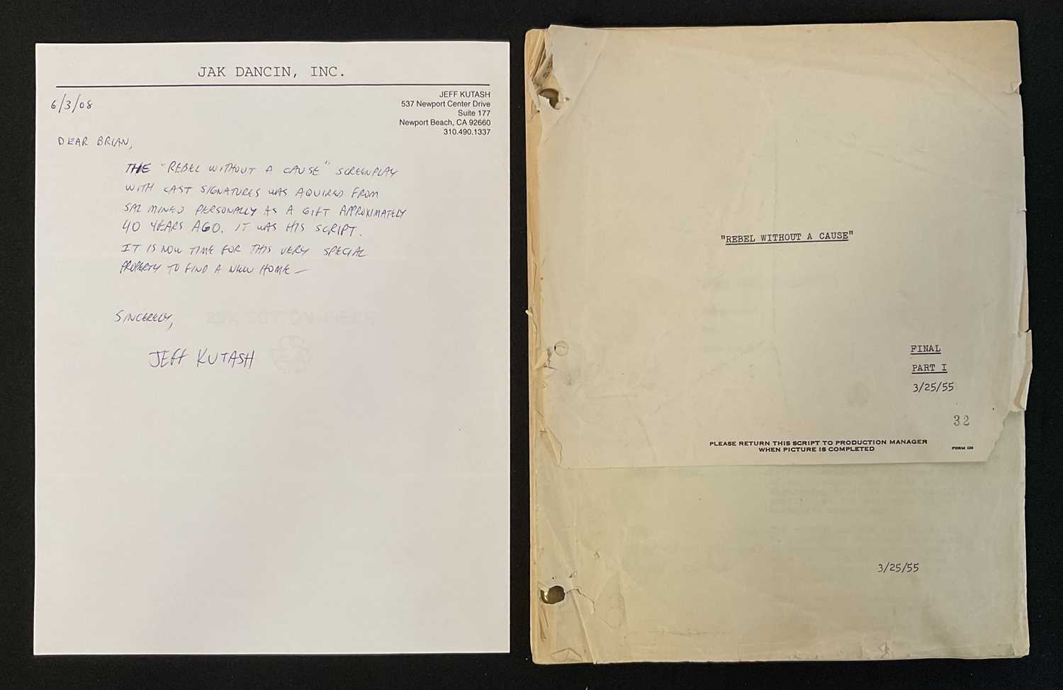 Lot 206 - REBEL WITHOUT A CAUSE (1955) An original...