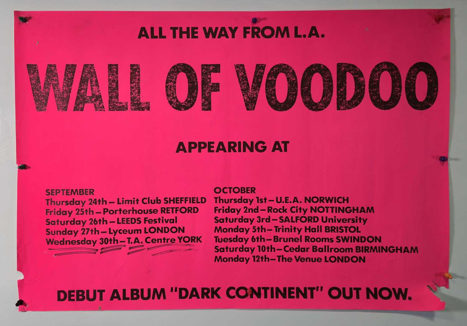 Lot 455 - WALL OF VOODOO UK Quad concert poster, 1981