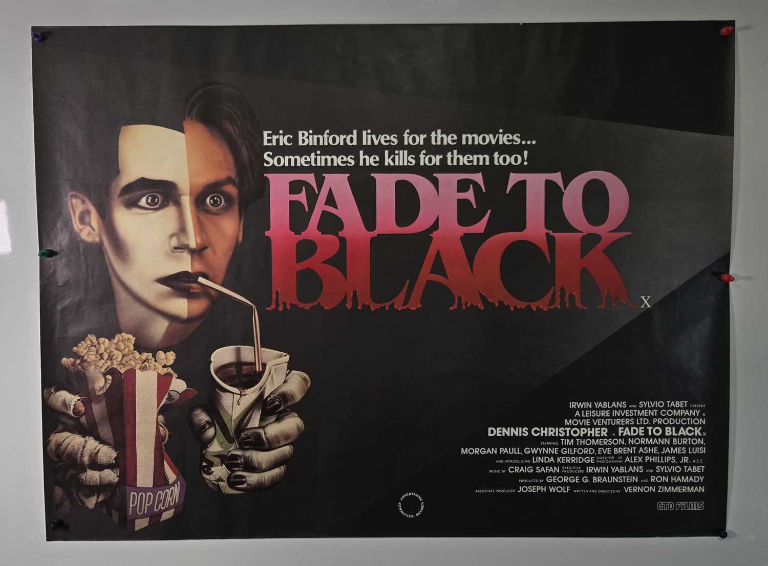 Lot 376 - FADE TO BLACK (1980) UK Quad film poster, rolled