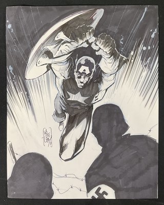 Lot 460 - CAPTAIN AMERICA comic book art sketch by Mike...