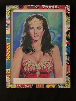 Lot 439 - WONDER WOMAN sketch print hand signed by WALT...
