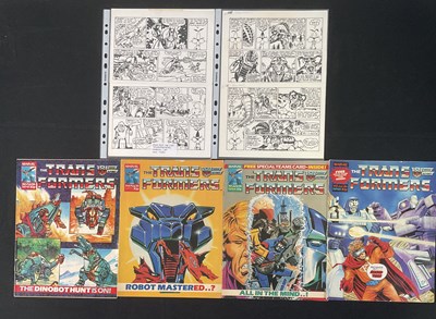 Lot 442 - Original comic book art for TRANSFORMERS COMIC...