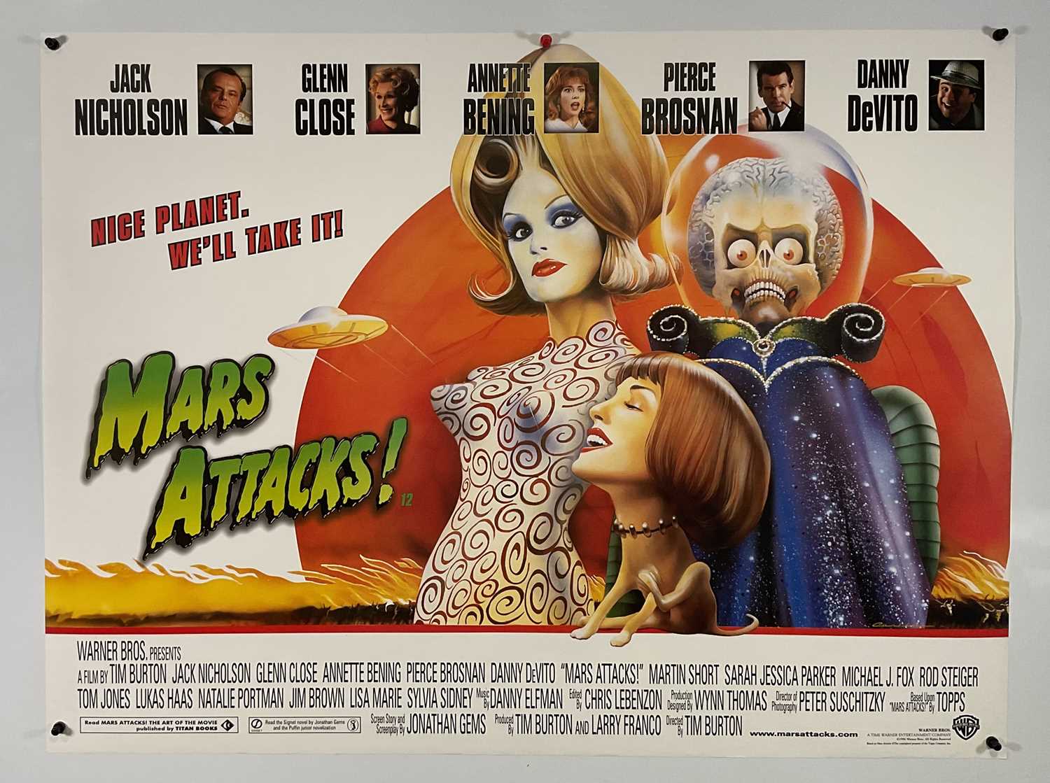 Lot 10 - MARS ATTACKS (1996) UK Quad film poster,...