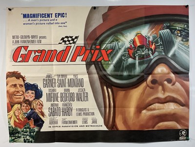 Lot 181 - GRAND PRIX (1966) UK Quad film poster, Helmet...