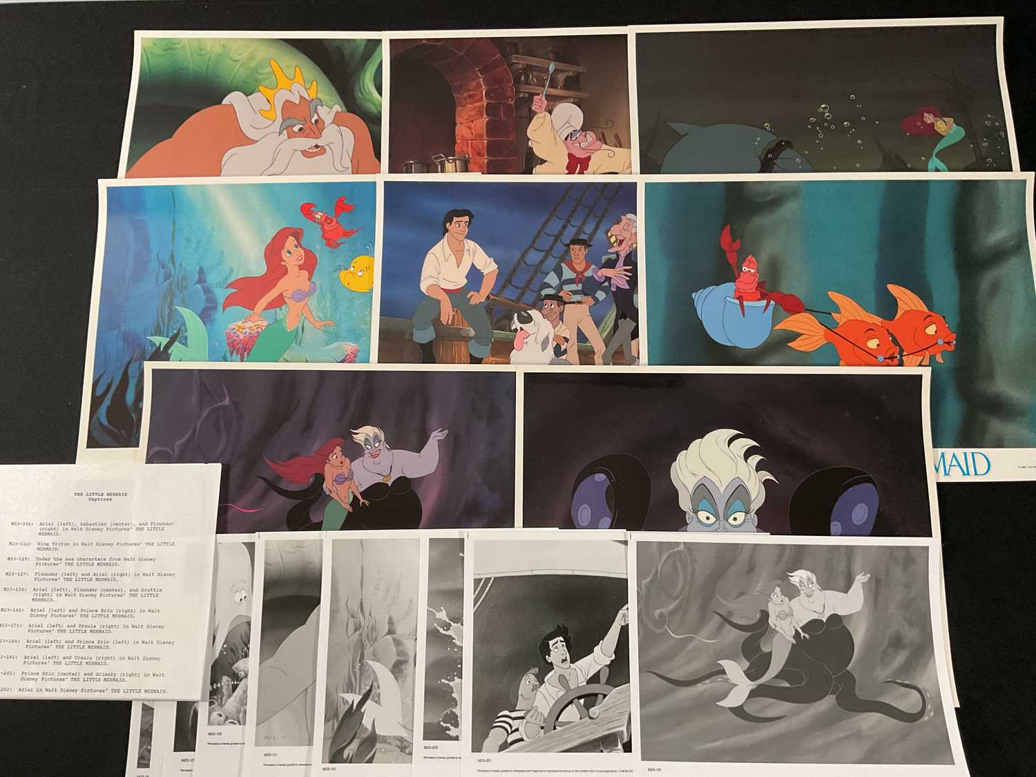 Lot 381 - THE LITTLE MERMAID (1989) A set of 8 11" x 14"...