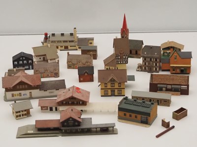 Lot 7 - A group of N gauge kitbuilt plastic buildings...