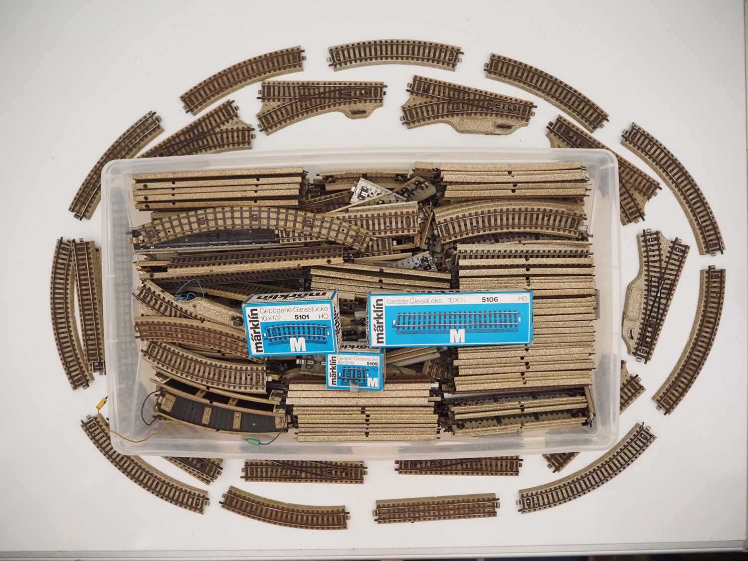 Lot 31 - MARKLIN - A large crate of 3-rail HO M-track...
