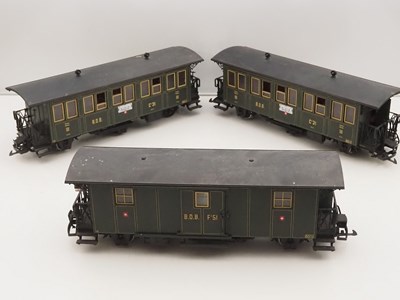 Lot 214 - A group of LGB G gauge Swiss outline six wheel...