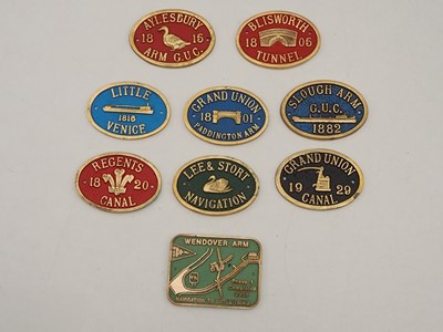 Lot 252 - A group of canal boat brass plaques for...