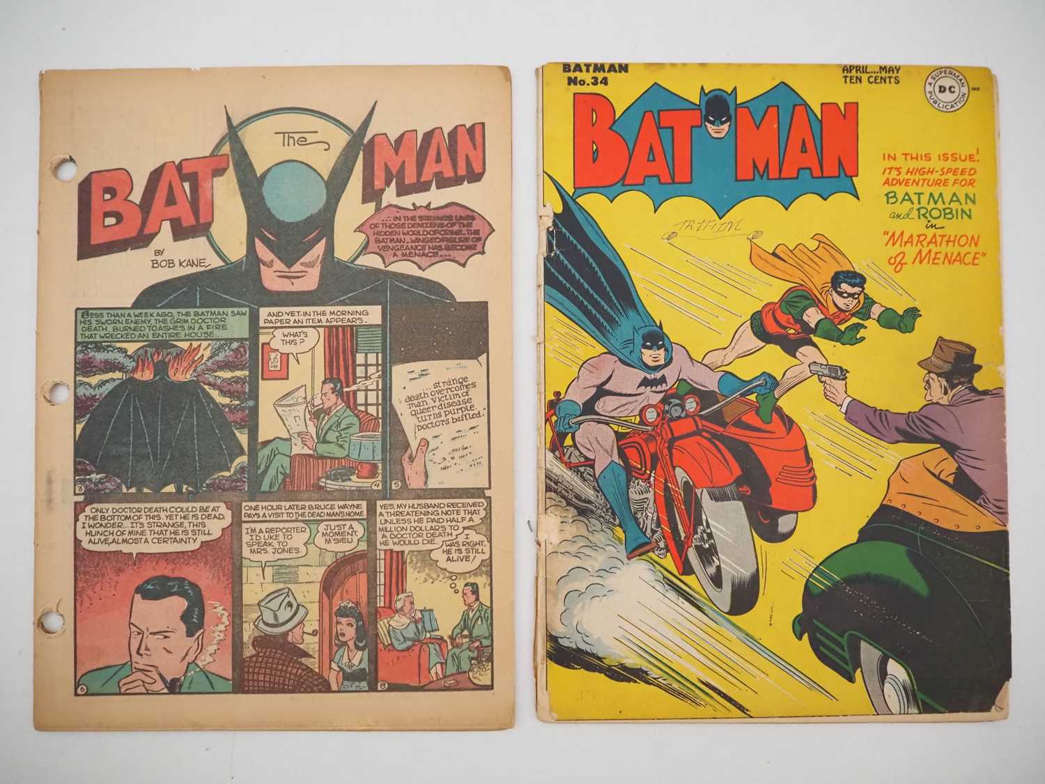 Lot 485 - DETECTIVE COMICS #30 + BATMAN #34 (2 in Lot) -...