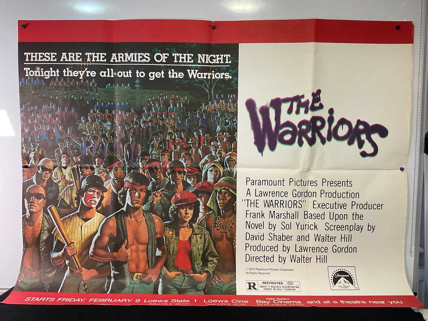 Lot 178 - WARRIORS (1979) US Subway poster (45" x 60")...