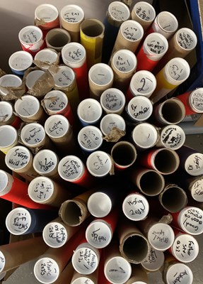 Lot 92 - Approximately 70 movie poster packing tubes,...