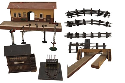 Lot 149 - A large group of wooden O gauge buildings and...