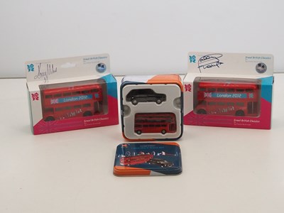 Lot 480 - A pair of CORGI London 2012 Routemaster buses,...