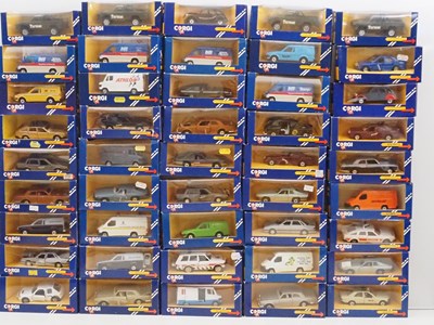 Lot 552 - CORGI - Diecast cars and vans in blue window...