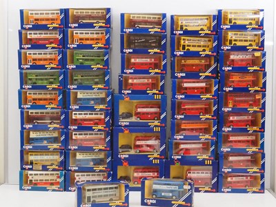 Lot 631 - CORGI - Diecast buses in blue window boxes...