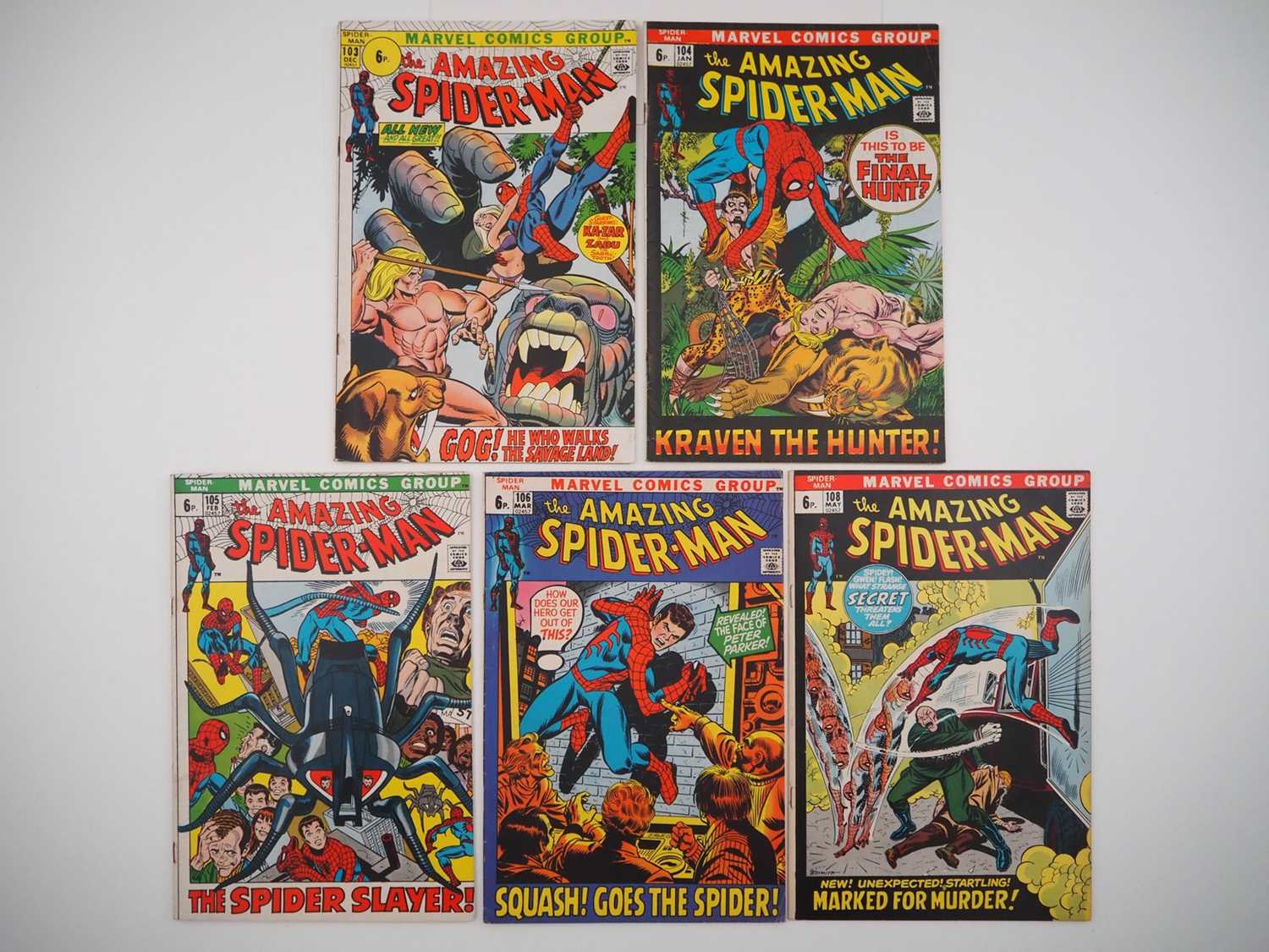 Lot 20 - AMAZING SPIDER-MAN #103, 104, 105, 106, 108 (5...