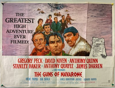 Lot 185 - THE GUNS OF NAVARRONE (1961) UK quad, later...