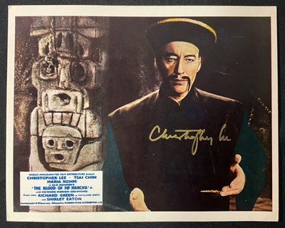 Lot 386 - CHRISTOPHER LEE - A signed lobby card for THE...