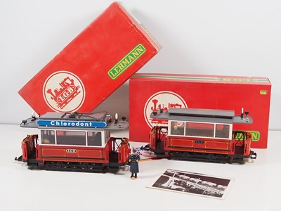 Lot 144 - An LGB G Scale 2036 tram car in red/white...