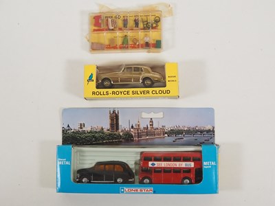 Lot 374 - A LONE STAR diecast London Bus and Taxi set...
