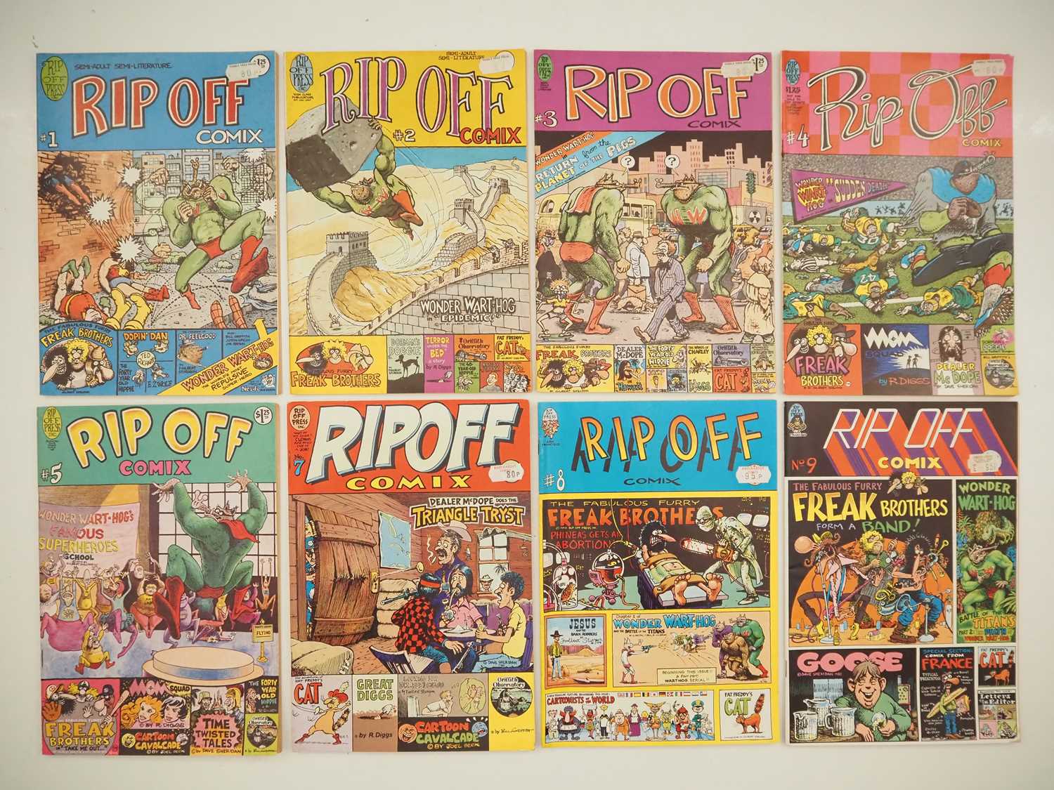 Lot 186 - RIP OFF COMIX #1-5, 7-9 (8 in Lot)