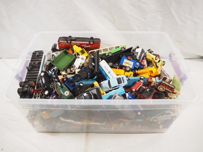 Lot 393 - A crate of mixed play worn diecast by multiple...