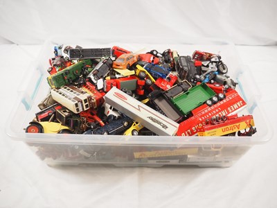 Lot 394 - A crate of mixed play worn diecast by multiple...
